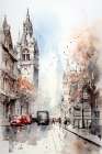 European city streetscape.  (AI Generated) Art Print